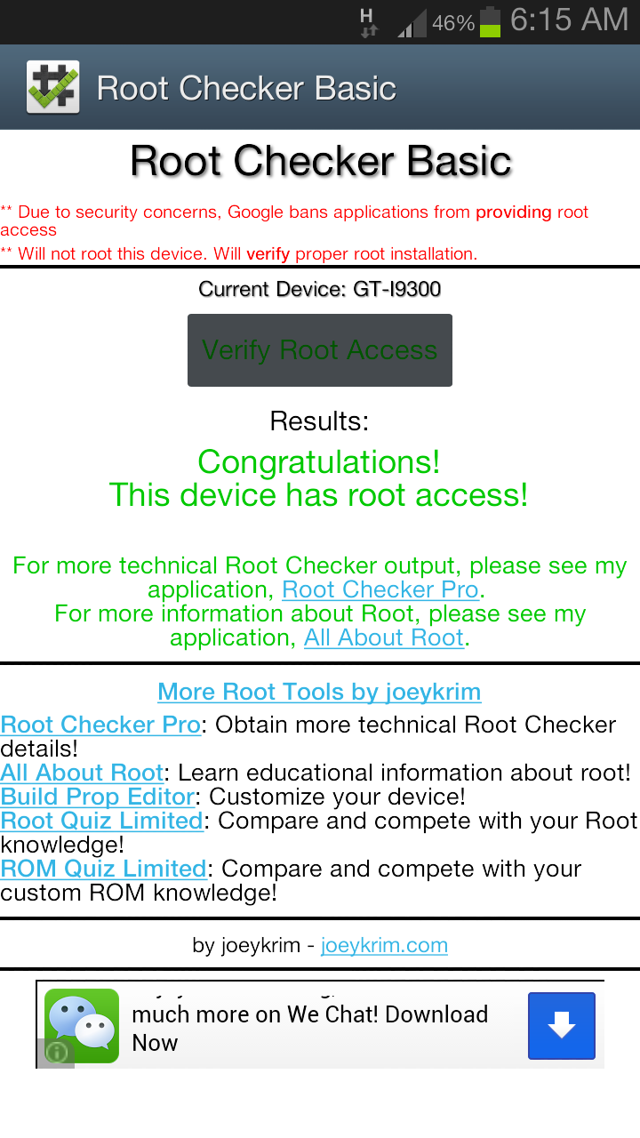 Verify root with root checker